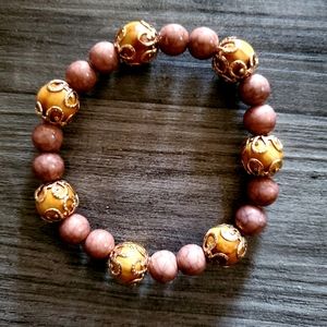 Bohemian Beaded and Stone Bracelet